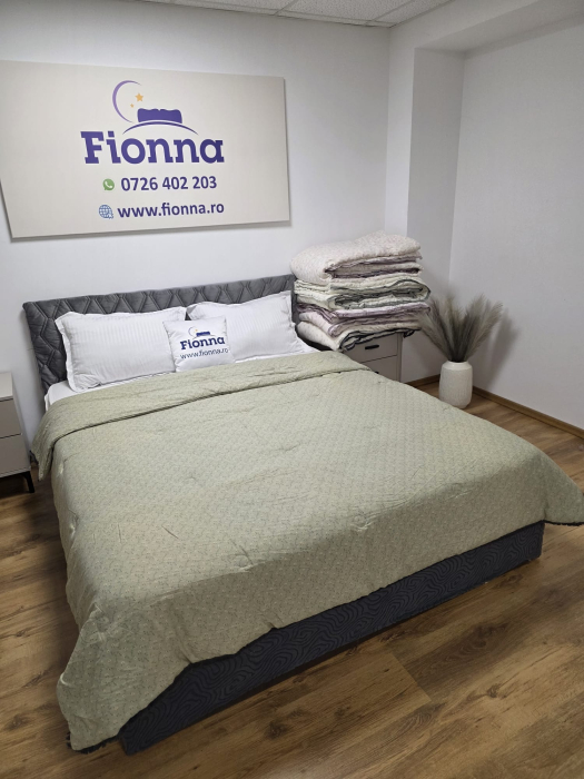 Pilota cu Banda Decorativa 200x230cm - Verde cu Flori si Franjuri [3]