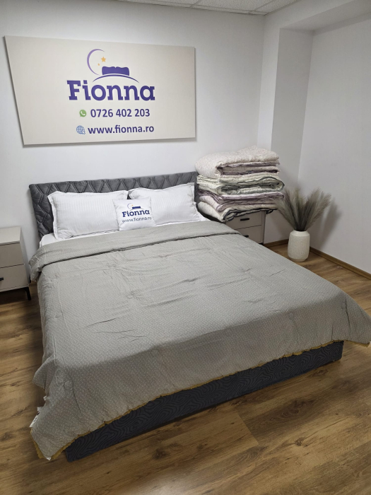 Pilota cu Banda Decorativa 200x230cm - Kaki cu Flori [3]