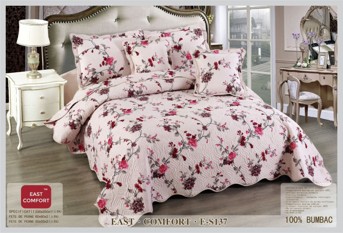Set Cuvertura 5 Piese - Floricele Rosii Cu Roz [1]