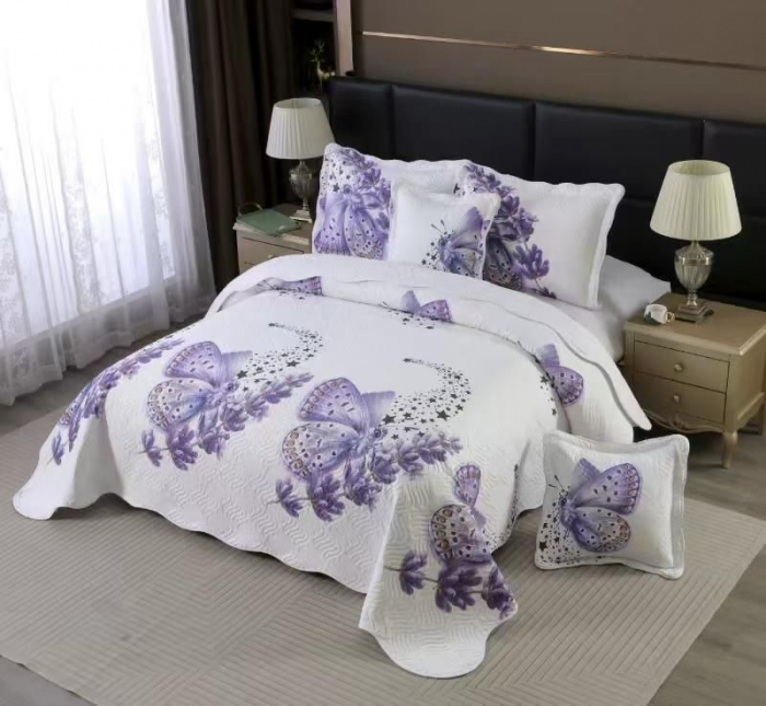 Set Cuvertura 5 Piese - Lavanda Cu Fluturasi Mov [1]