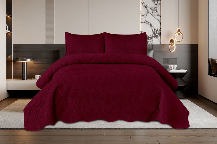 Set Cuvertura Din Catifea 3 Piese - Bordo [1]