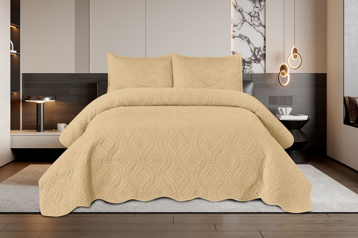 Set Cuvertura Din Catifea 3 Piese - Crem [1]