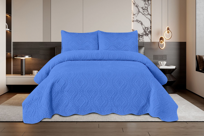 Set Cuvertura Din Catifea 3 Piese - Bleu [1]