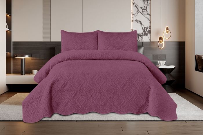 Set Cuvertura Din Catifea 3 Piese - Mov Deschis [1]