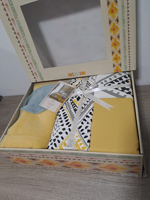 Set Lenjerie 100% Bumbac Ranforce Si Patura  ELART - Traditional Yellow [6]