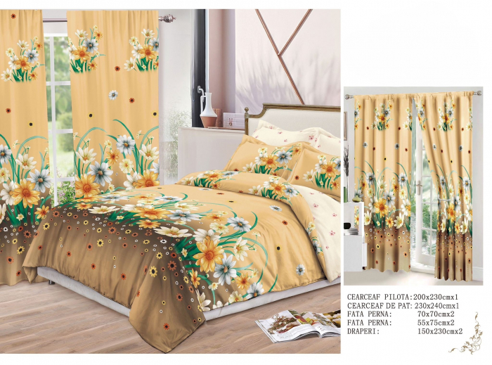 Set Lenjerie Si Draperii  Bumbac Tip Finet - Gradina Florala [2]