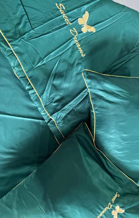 Set Luxury Matase Cu Pilota Subtire - Verde [2]
