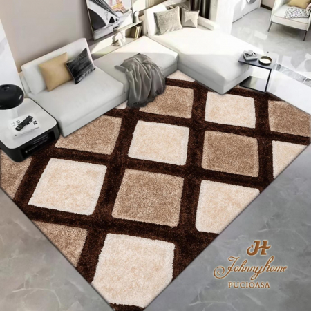Covor Subtire Design Modern 80x300cm - Brown And Beige COVOARE - Covor Subtire Design Modern 80x300cm - Brown And Beige