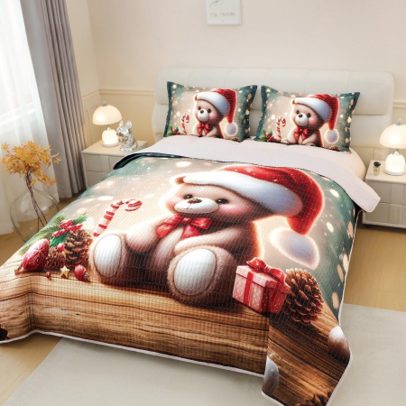 Cuvertura 3 Piese 5D Model Craciun - Ursuletul Cu Cadouri CUVERTURI - Cuvertura 3 Piese 5D Model Craciun - Ursuletul Cu Cadouri