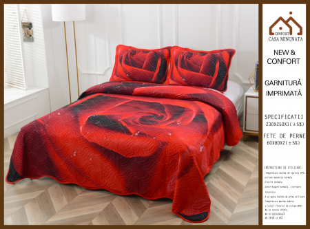 CUVERTURI - Cuvertura 3 Piese Premium - Trandafir