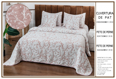 Cuvertura 5 Piese 2 Fete Bumbac + In - Crengute Cu Floricele [1]