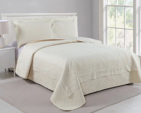 CUVERTURI - Cuvertura Bumbac Matlasat 3 Piese UNI - Crem