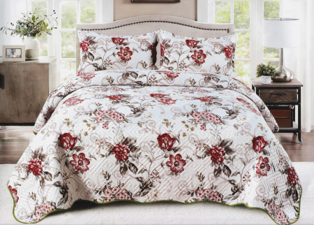 CUVERTURI - Cuvertura Bumbac Satinat Matlasat - Crem Floral