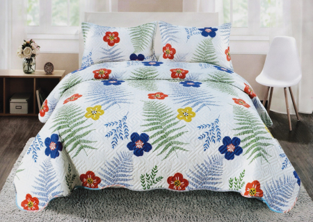 Cuverturi 3 Piese - Cuvertura Bumbac Satinat Matlasat - Feriga Si Flori