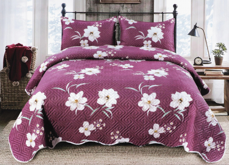 CUVERTURI - Cuvertura Bumbac Satinat Matlasat - Flori Albe