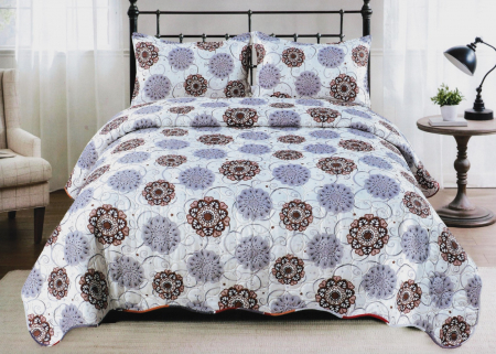 Cuverturi 3 Piese - Cuvertura Bumbac Satinat Matlasat - Flori Mandale