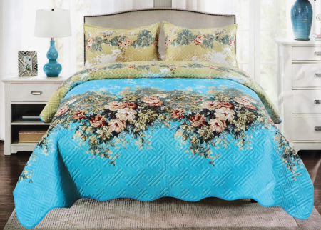 Cuverturi 3 Piese - Cuvertura Bumbac Satinat Matlasat - Gradina Florilor