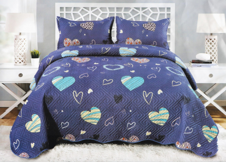 Cuverturi 3 Piese - Cuvertura Bumbac Satinat Matlasat - Inimi