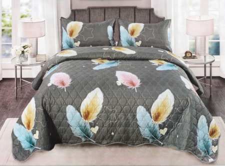 Cuverturi 3 Piese - Cuvertura Bumbac Satinat Matlasat - Pene Colorate