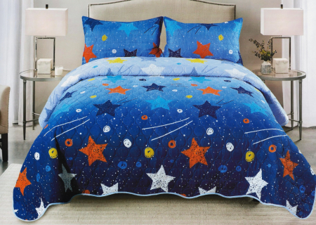 Cuverturi 3 Piese - Cuvertura Bumbac Satinat Matlasat - Stele Cazatoare