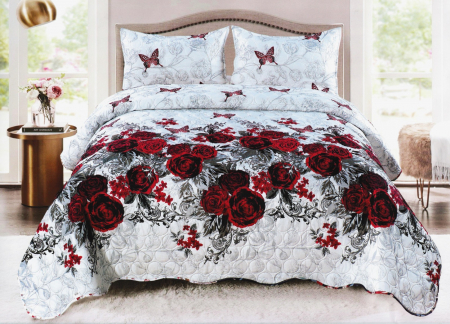 CUVERTURI - Cuvertura Bumbac Satinat Matlasat - Trandafiri Bordo