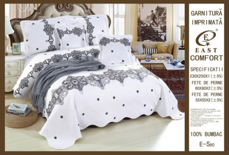 Cuverturi 5 Piese - Cuvertura Cu 5 Piese - Alba Cu Gri