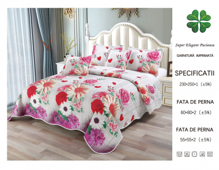 CUVERTURI - Cuvertura Din Bumbac Matlasat 5 Piese - Buchete Florale