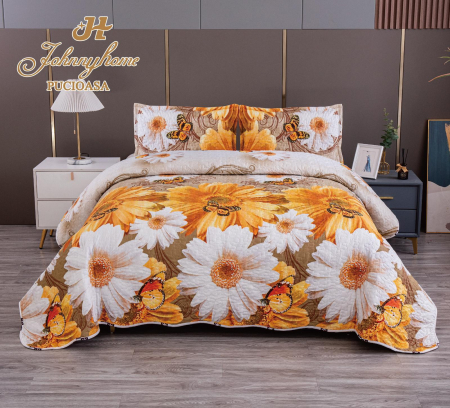 Cuvertura Din Bumbac Matlasat Cu 2 Fete - Flori Din Natura [1]