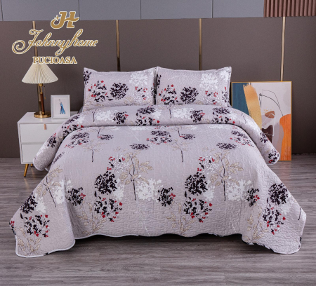 Cuvertura Din Bumbac Matlasat Cu 2 Fete - Gri Regal [1]