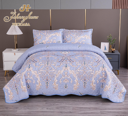 Cuvertura Din Bumbac Matlasat Cu 2 Fete - Baby Blue Royal [0]