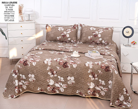 Cuvertura Din Bumbac Matlasat Cu Doua Fete - Dungi Aurii [1]