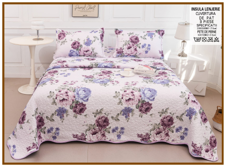 CUVERTURI - Cuvertura Din Bumbac Matlasat Cu Doua Fete - Flori Colorate