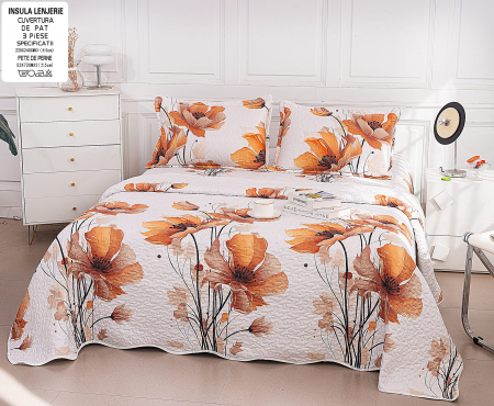 Cuvertura Din Bumbac Matlasat Cu Doua Fete - Flori Tomnatice [1]