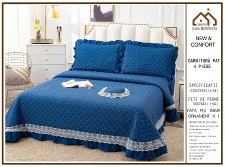 Cuverturi 4 Piese - Cuvertura Finet 4 Piese Cu Volanas - Albastru