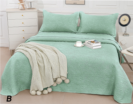CUVERTURI - Cuvertura UNI 3 Piese Bumbac Matlasat - Verde Menta