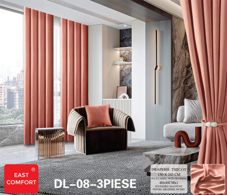 DRAPERII - Draperie Tesatura Tip Tricot UNI - Roz Ceai
