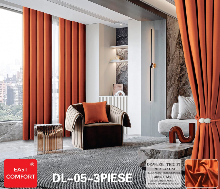 DRAPERII - Draperie Tesatura Tip Tricot UNI - Caramiziu