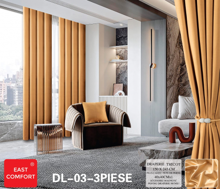 DRAPERII - Draperie Tesatura Tip Tricot UNI - Mandarina