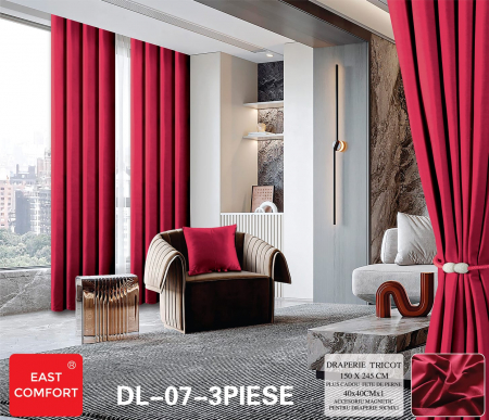 DRAPERII - Draperie Tesatura Tip Tricot UNI - Rosu Zmeura