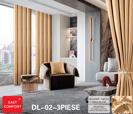 DRAPERII - Draperie Tesatura Tip Tricot UNI - Bej