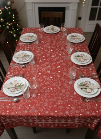 Fete de masa Craciun - Fata De Masa Pentru Craciun 150x220cm - Clopotei