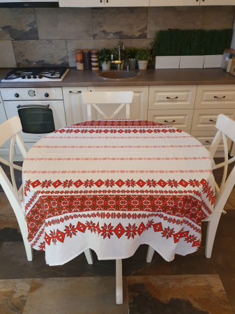 Fata De Masa Traditionala Alb Cu Rosu 150x220cm [0]