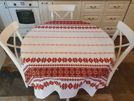 Fata De Masa Traditionala Alb Cu Rosu 150x220cm [1]
