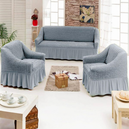 HUSE CANAPELE & SCAUNE - Set 311 - Huse Creponate Cu Volane Pentru Canapea 3 Locuri + 2 Fotolii - Selecteaza Culoarea Dorita