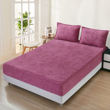 HUSE DE PAT CU ELASTIC - Husa Cocolino Fluturi Gofrati 160x200cm - Lila