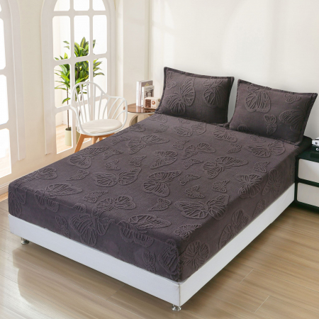 HUSE DE PAT CU ELASTIC - Husa Cocolino Fluturi Gofrati 180x200cm - Gri Petrol