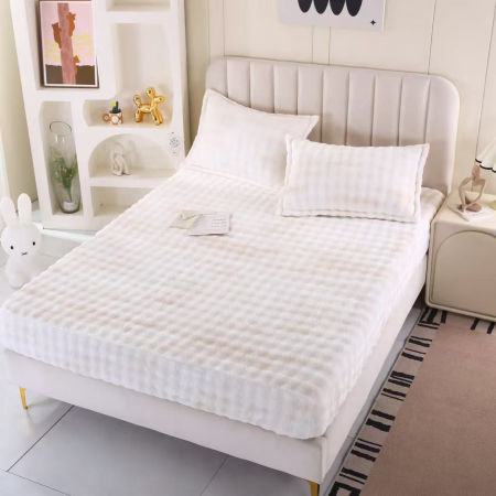 HUSE DE PAT CU ELASTIC - Husa Cocolino Groasa Degrade In Dungi - Crem