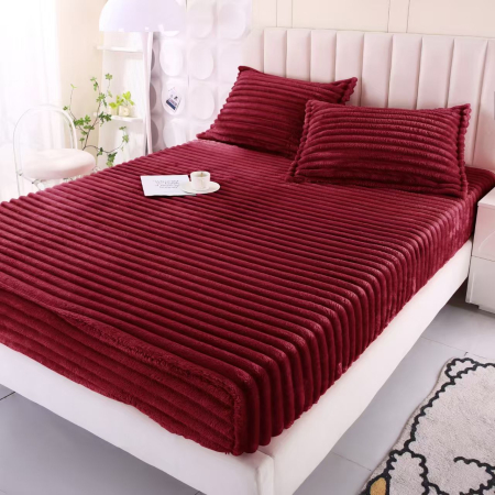 HUSE DE PAT CU ELASTIC - Husa Cocolino Groasa UNI In Dungi - Bordo