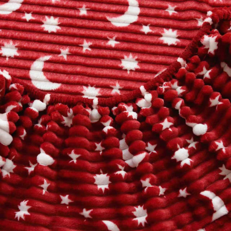 Husa Cocolino 180x200cm cu Elastic si 2 Fete de Perna Model Gofrat Cu Stelute - Rosu Bordo [4]