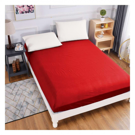 HUSE DE PAT CU ELASTIC - Husa cu Elastic Damasc 100% - Rosie